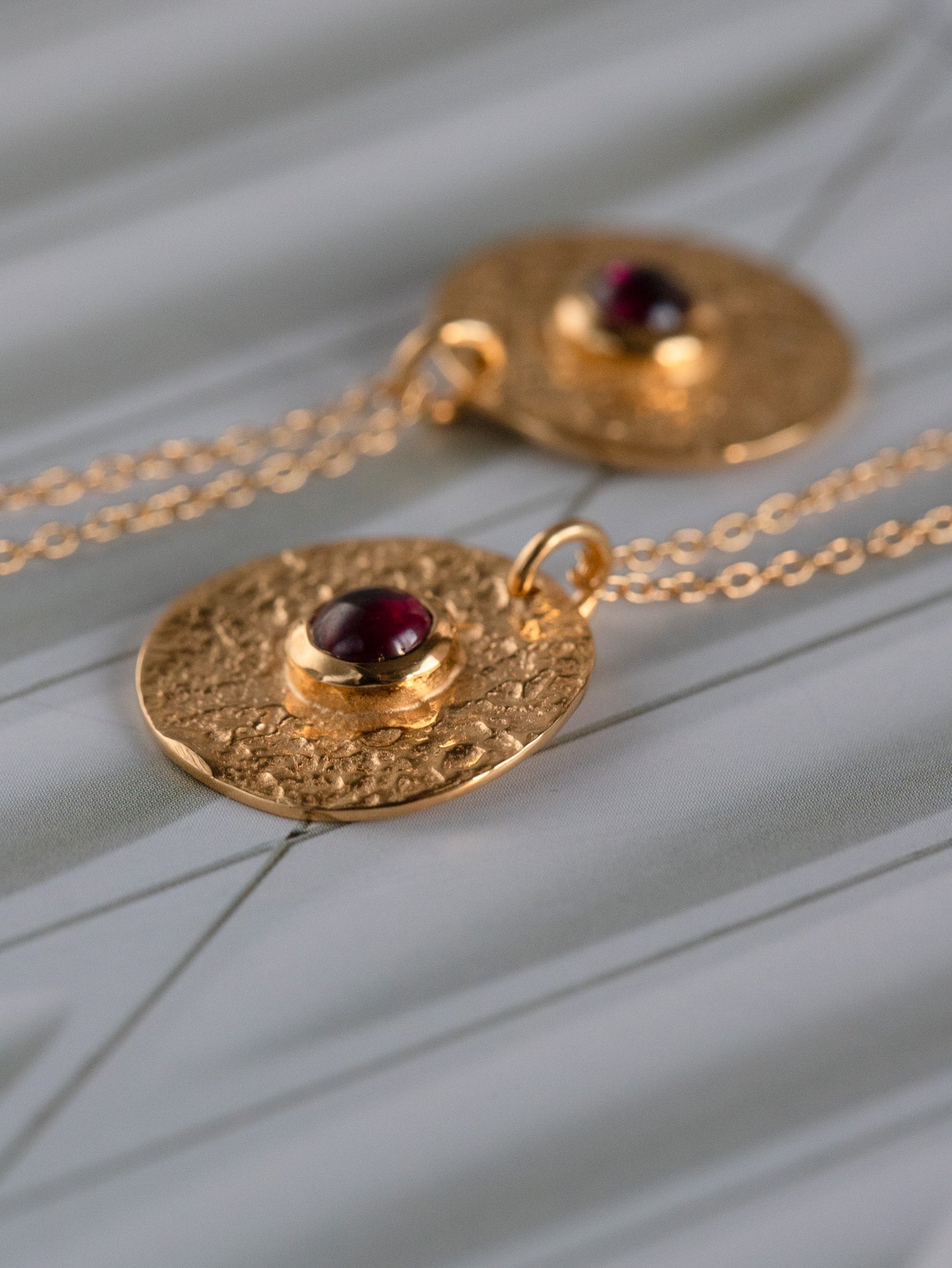 Garnet Small Coin Pendant