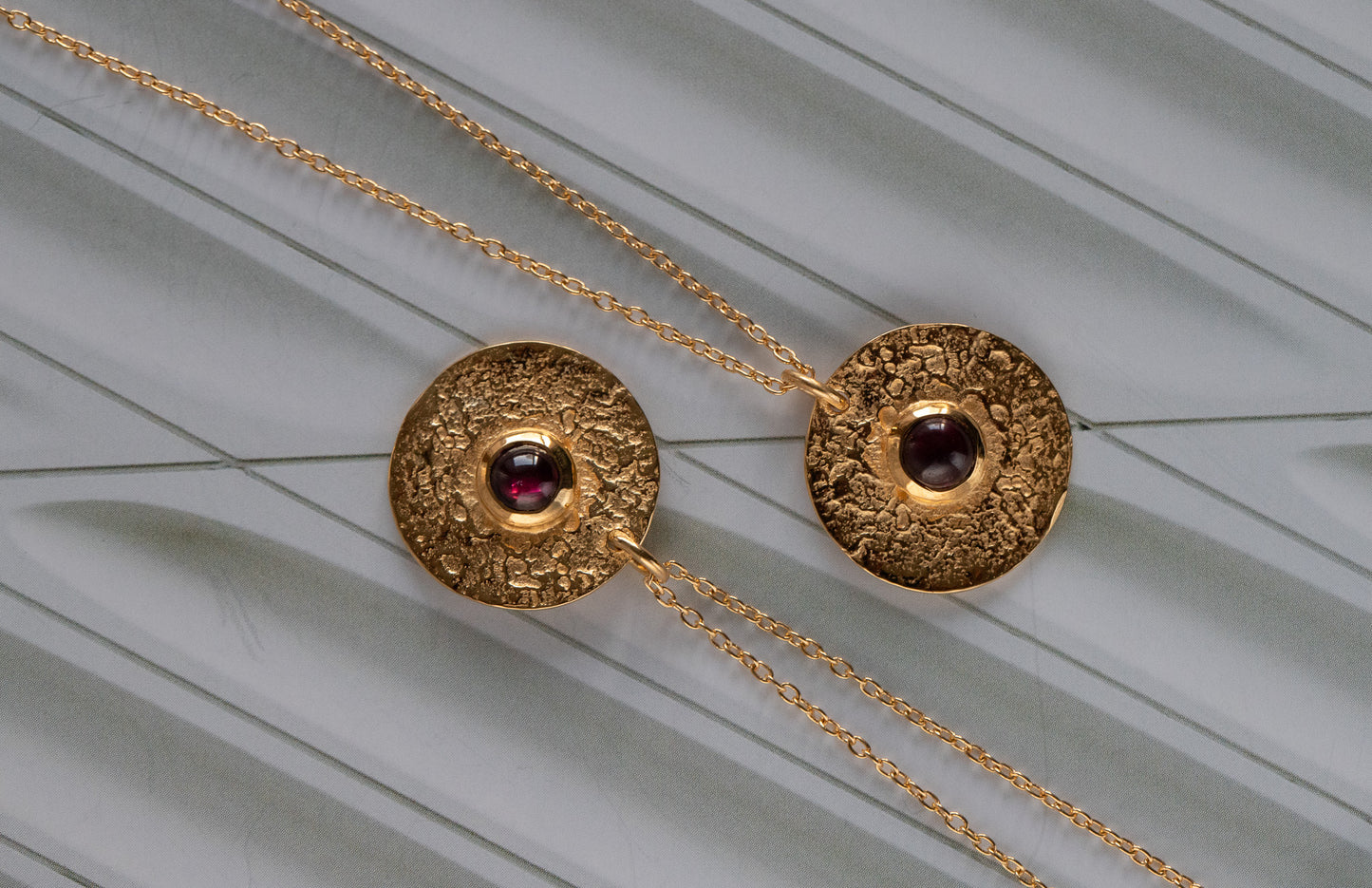 Garnet Small Coin Pendant