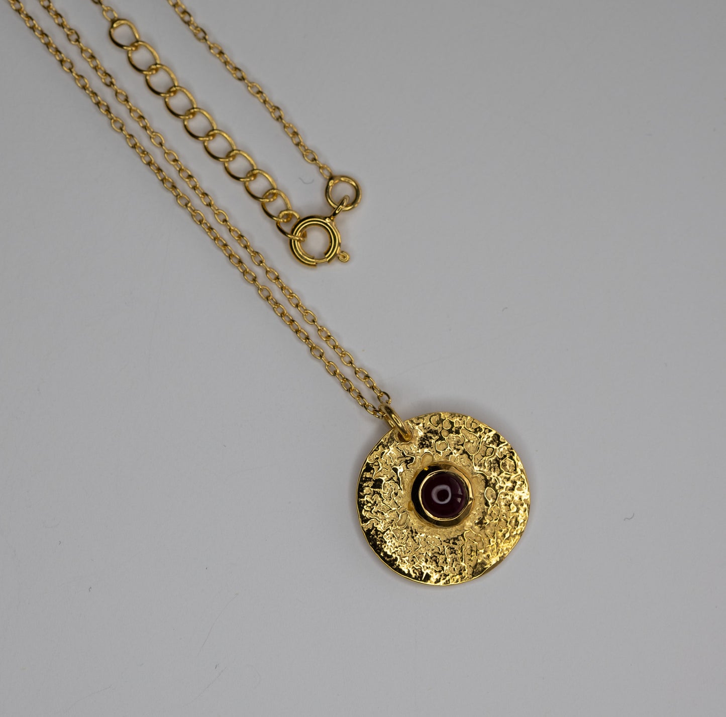 Garnet Small Coin Pendant