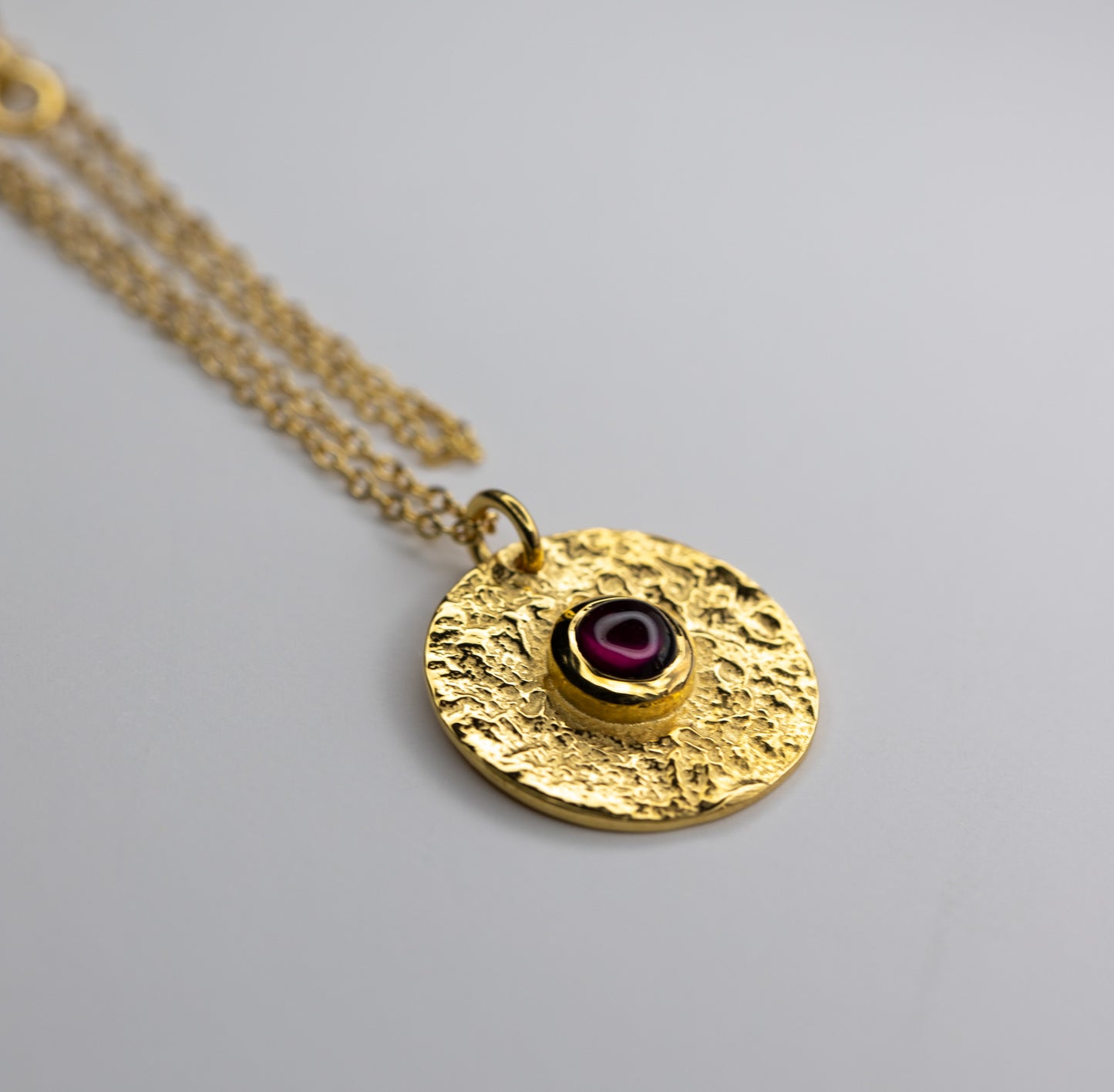 Garnet Small Coin Pendant